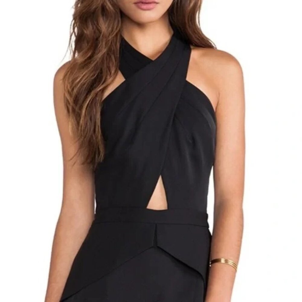 BCBGMaxAzria- Remmie - Black Open Back Cutout Crossneck Halter top